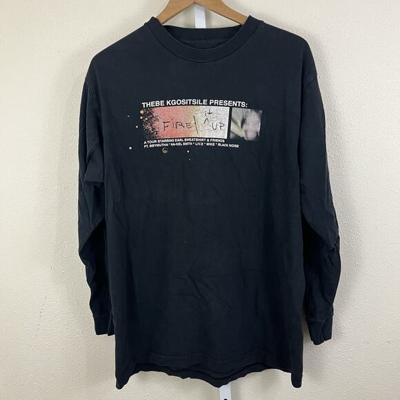 Earl Sweatshirt Tour Shirt Men L Black Long Sleeve Fired Up Some Rap Songs Tee - Picture 1 of 6